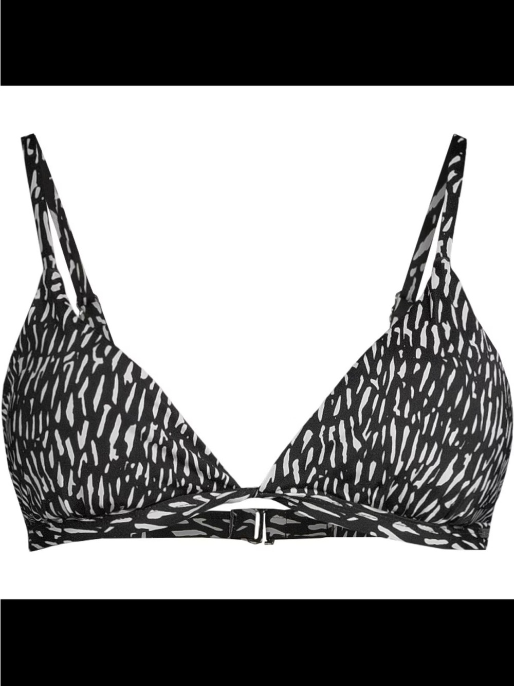 Black & White Printed Triangle Bikini Top - Size L